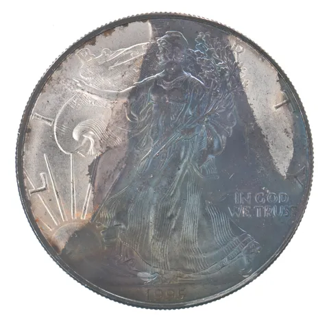 Beautiful Toned - 1995 American Silver Eagle 1 Troy Oz .999 Fine Silver *133