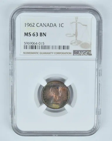 MS63 BN 1962 Canada 1 Cent - Graded NGC- INSANE Tone *8878