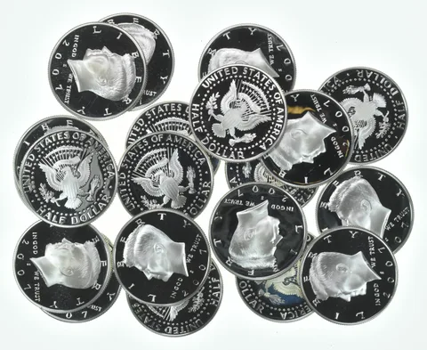 Lot (20) 2007-S Kennedy Half Dollar Proof 90% Silver $10 Face Value