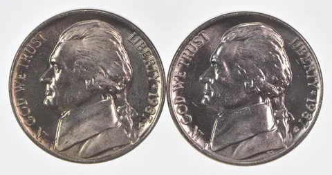 (Set) 1987 P+D Jefferson Nickel Unc Bundle