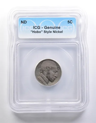 (ND) Indian Head Buffalo Nickel "Hobo" Style Genuine ICG a6583