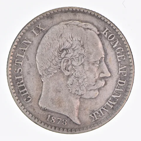 Better Date - 1878 Danish West Indies 10 Cents World Coin- Silver *019