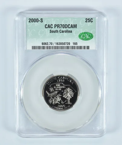 2000-S Washington State Quarter South Carolina PR70 DCAM CAC CACg