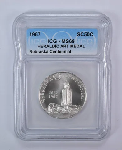 1967 So Called Half Dollar Nebraska Centennial MS69 ICG