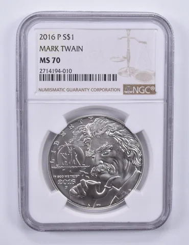 2016-P Mark Twain Commemorative Dollar MS70 NGC Brown Label