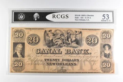 $20 1800s New Orleans, LA Canal Bank Note *8207