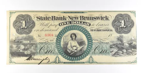 1860s $1 New Brunswick NJ Obsolete Note Large Note *5614