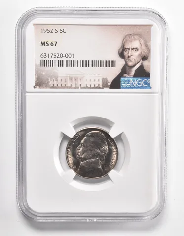 MS67 1952-S Jefferson Nickel - Graded NGC a1037