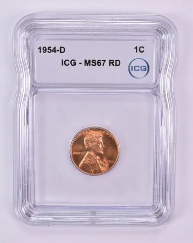 1954-D Lincoln Wheat Cent MS67 RD ICG