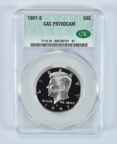 1997-S Kennedy Half Dollar PR70 DCAM CAC CACg
