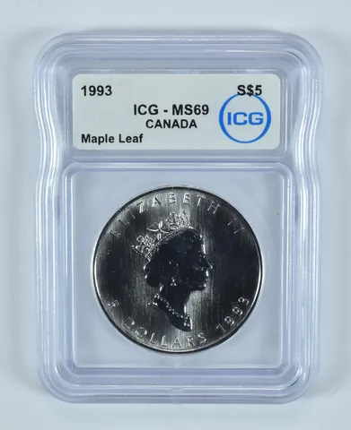 1993 Canada 5 Dollars Silver Maple Leaf MS69 ICG