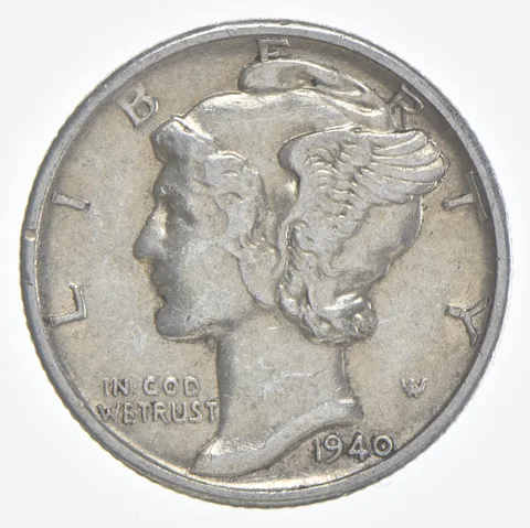 1940-D Mercury Dime 90% Silver AU Almost Unc