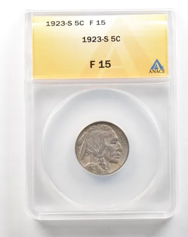 1923-S Indian Head Buffalo Nickel F15 ANACS a5144