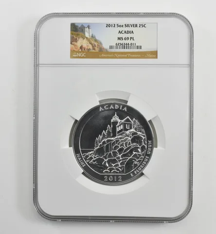 2012 5 Oz Silver Quarter America The Beautiful Acadia MS69 PL NGC *1554