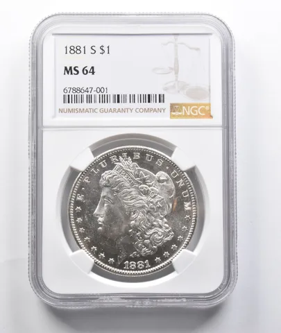 MS64 1881-S Morgan Silver Dollar NGC Amazing Contrast on Reverse a7836