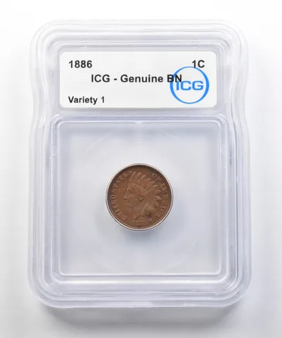 1886 Indian Head Cent Variety 1 Genuine BN ICG *8342