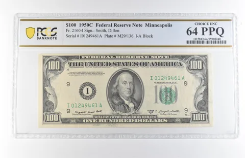 1950 C $100 Minneapolis MN FRN Fr#2160-I Choice Unc 64 PPQ PCGS *7873