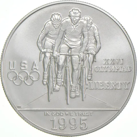 1995-D Unc Olympic Cycling Commemorative Silver Dollar $1