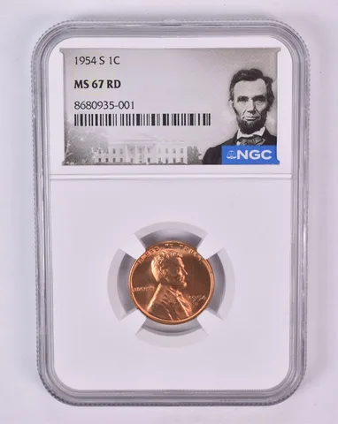 1954-S Lincoln Wheat Cent MS67 RD NGC Special Label