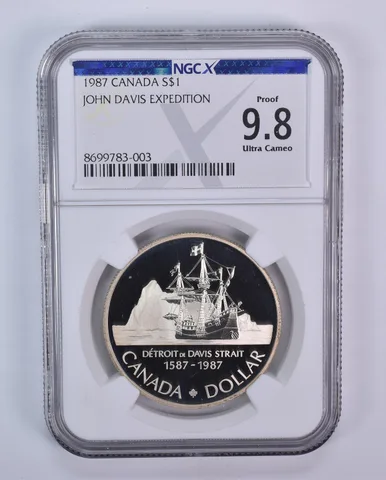1987 Canada 1 Dollar Silver John Davis Expedition Proof 9.8 UCAM NGC X NGCX
