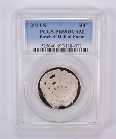2014-S Baseball Hall of Fame Half Dollar PR69 DCAM PCGS Blue Label