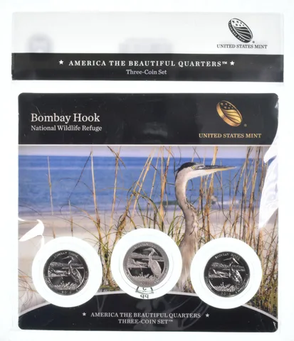 2015 Bombay Hook National Park PDS ATB 3 Quarter Coin Set Unc BU Proof