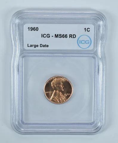 1960 Lincoln Memorial Cent Large Date MS66 RD ICG