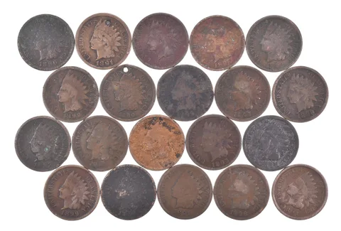 Lot 20 1800's 1890-1899 Indian Head Penny Cents US Coin Collection 2/5 Roll *528