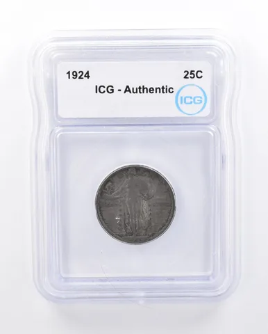 1924 Standing Liberty Quarter Authentic ICG Beautiful Tone *4433
