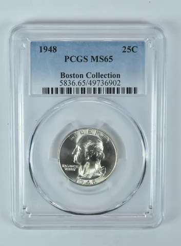 1948 Washington Quarter Boston Collection MS65 PCGS Blue Label