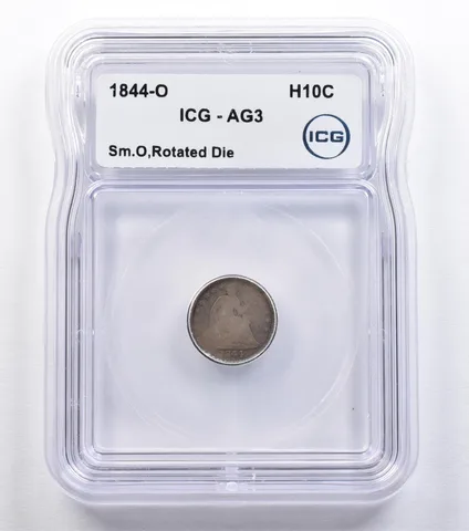 1844-O Seated Liberty Half Dime Small O Rotated Die AG3 ICG *2206