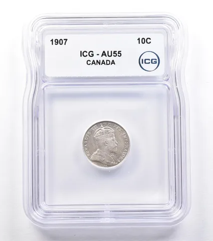 1907 Canada 10 Cents AU55 ICG *1819