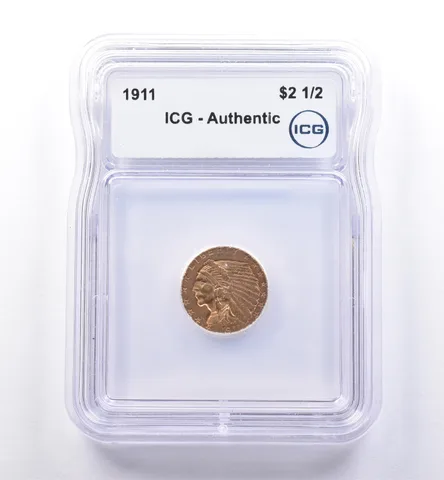 1911 $2.50 Indian Head Gold Quarter Eagle Authentic ICG *8389
