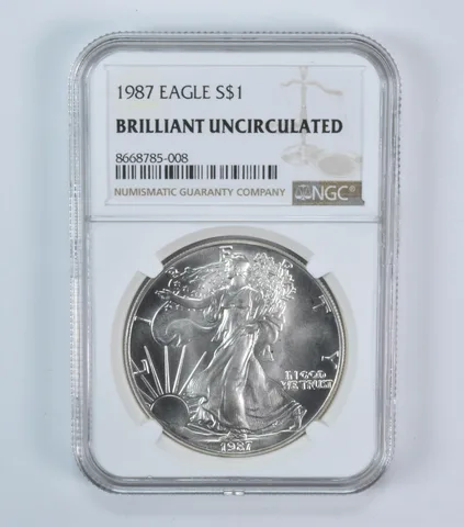 1987 American Silver Eagle BU NGC Brown Label