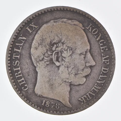 Better Date - 1878 Danish West Indies 10 Cents World Coin- Silver *355
