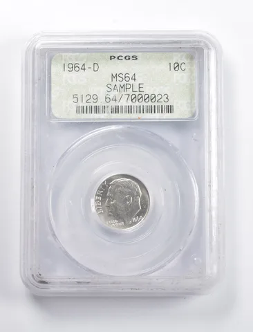 MS64 1964-D Roosevelt Dime PCGS SAMPLE Doily Hand Cut a5855