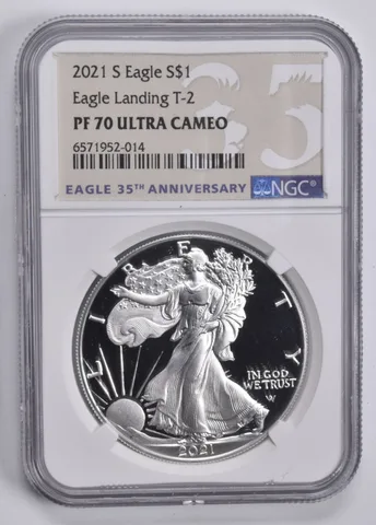 2021-S Silver Eagle Type 2 PF70 UCAM NGC 35th Anniv. Special Label