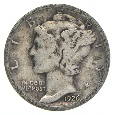 G+ 1926-S Mercury 90% Silver Dime