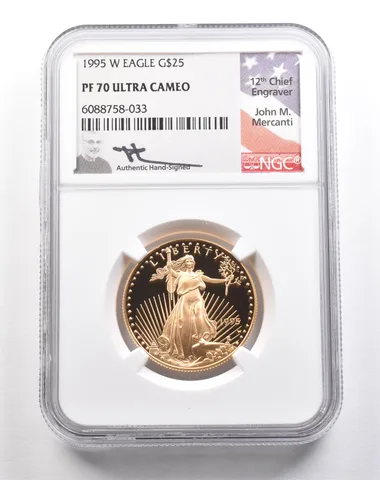1995-W $25 American Gold Eagle Mercanti 1/2 Oz Gold PF70 UCAM NGC *5430