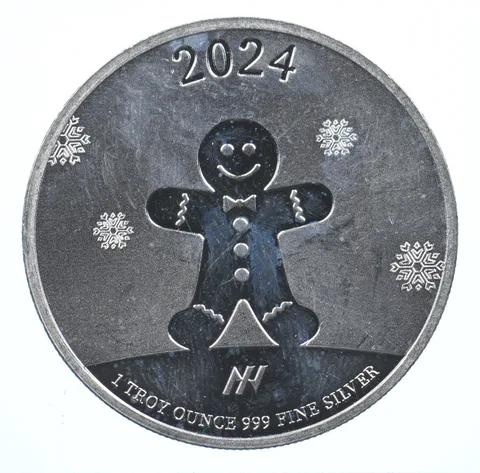 VINTAGE Art Bar/Round 2024 Holiday Greetings 1 Oz. .999 Silver 1 T Ounce *911