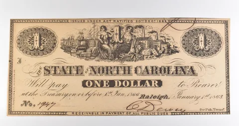 1863 $1 Raleigh NC State Of North Carolina Obsolete Note *3922