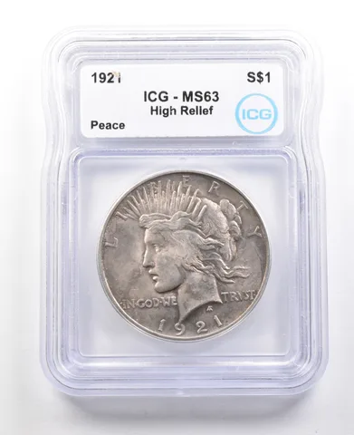 1921 Peace Silver Dollar High Relief MS63 ICG *3508