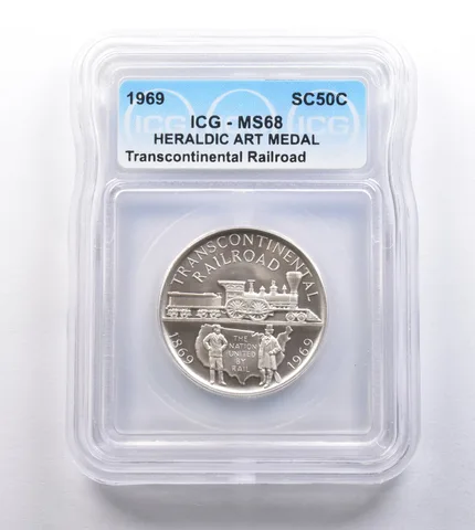 1969 So Called Half Dollar Transcontinental Railroad MS68 ICG