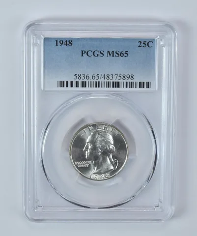 1948 Washington Quarter MS65 PCGS Yellow/Orange Tone Reverse *7248