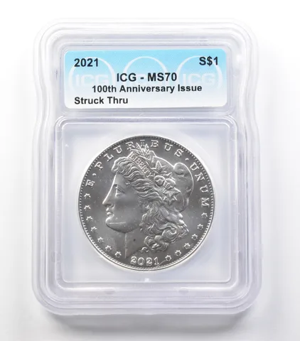ERROR 2021 Morgan Silver Dollar Struck Thru MS70 ICG *3653