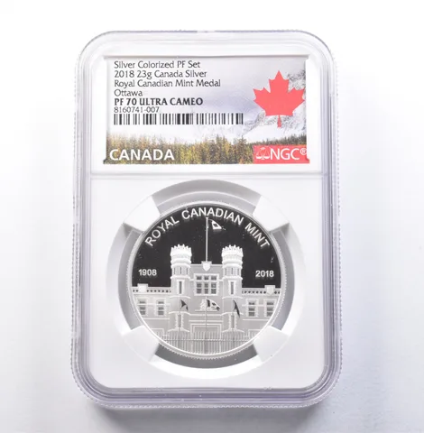 2018 Canada 23g Silver Medal Ottawa Silver Colorized PF Set PF70 UCAM NGC *5832