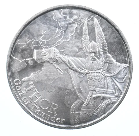 VINTAGE Art Bar/Round - Thor - Valkyrie 1 Oz. .999 Silver - One Troy Ounce *834