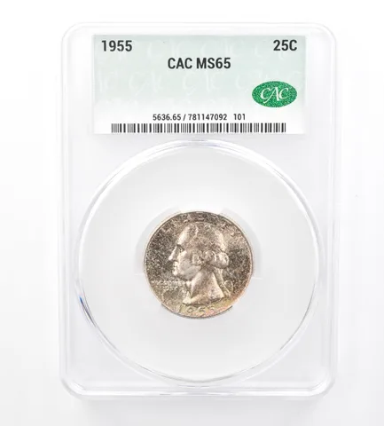 1955 Washington Quarter MS65 CAC CACg Beautiful Tone *1561