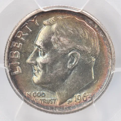 1963 Roosevelt Dime AU58 PCGS Beautiful Tone *0807
