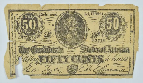 1984 Confederate States 50 Cents JNO C Artz's Oysters Hagerstown MD Advert *9247